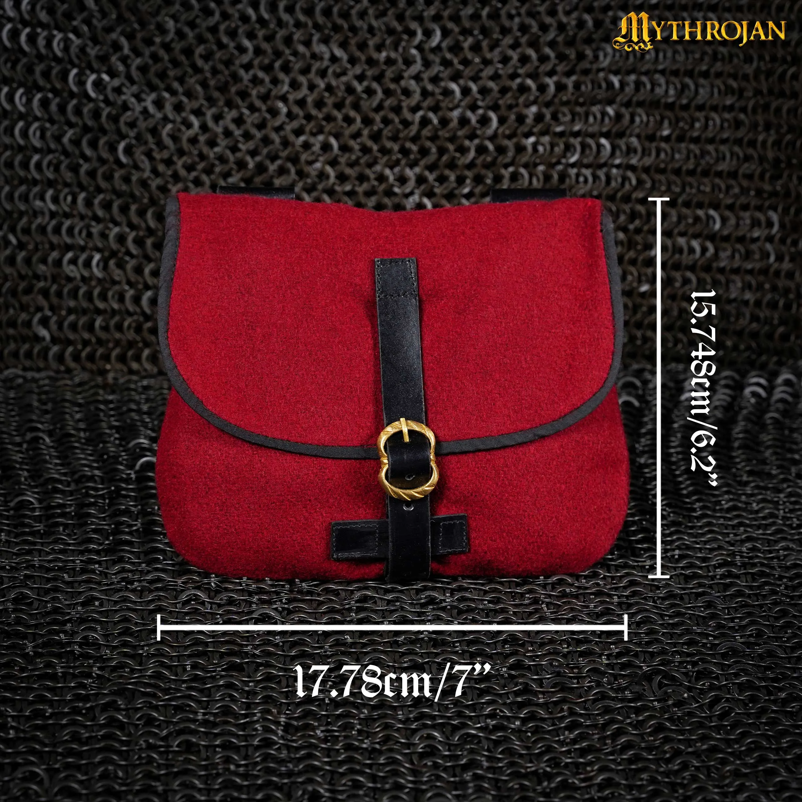 Red Wool Medieval Bag