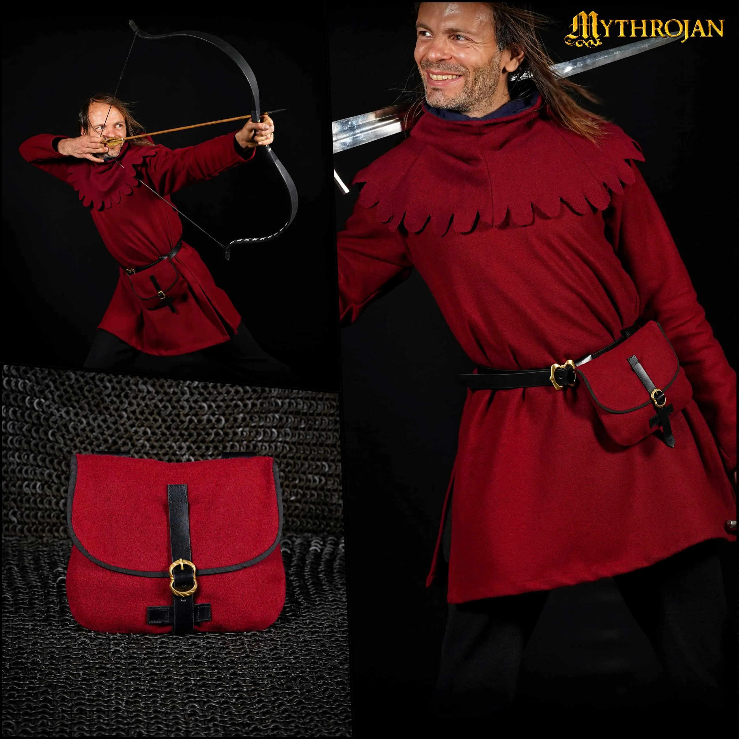 Red Wool Medieval Bag