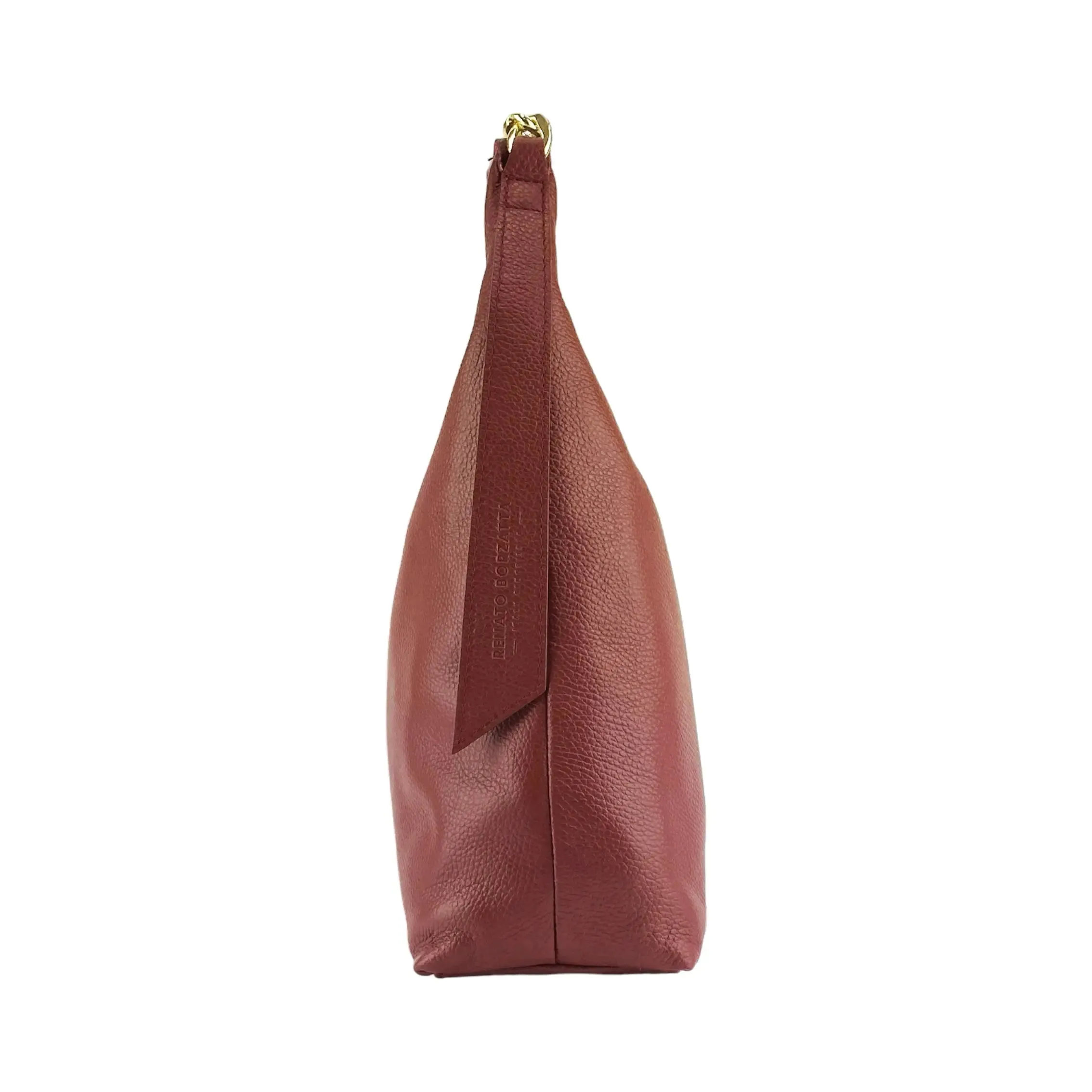 Ruby Red Italian Leather Shoulder Bag - A Touch of Elegance for Women