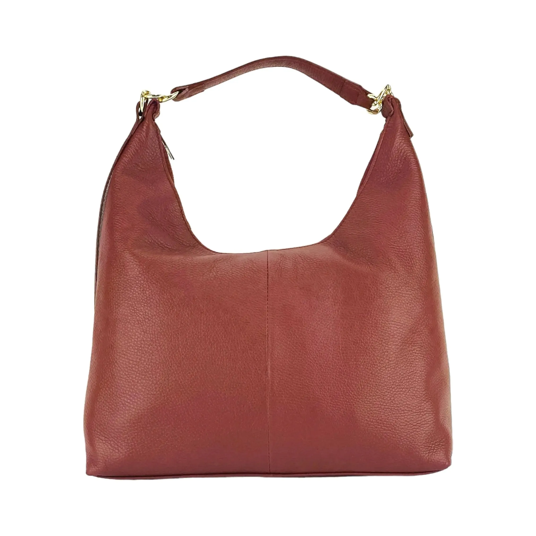 Ruby Red Italian Leather Shoulder Bag - A Touch of Elegance for Women