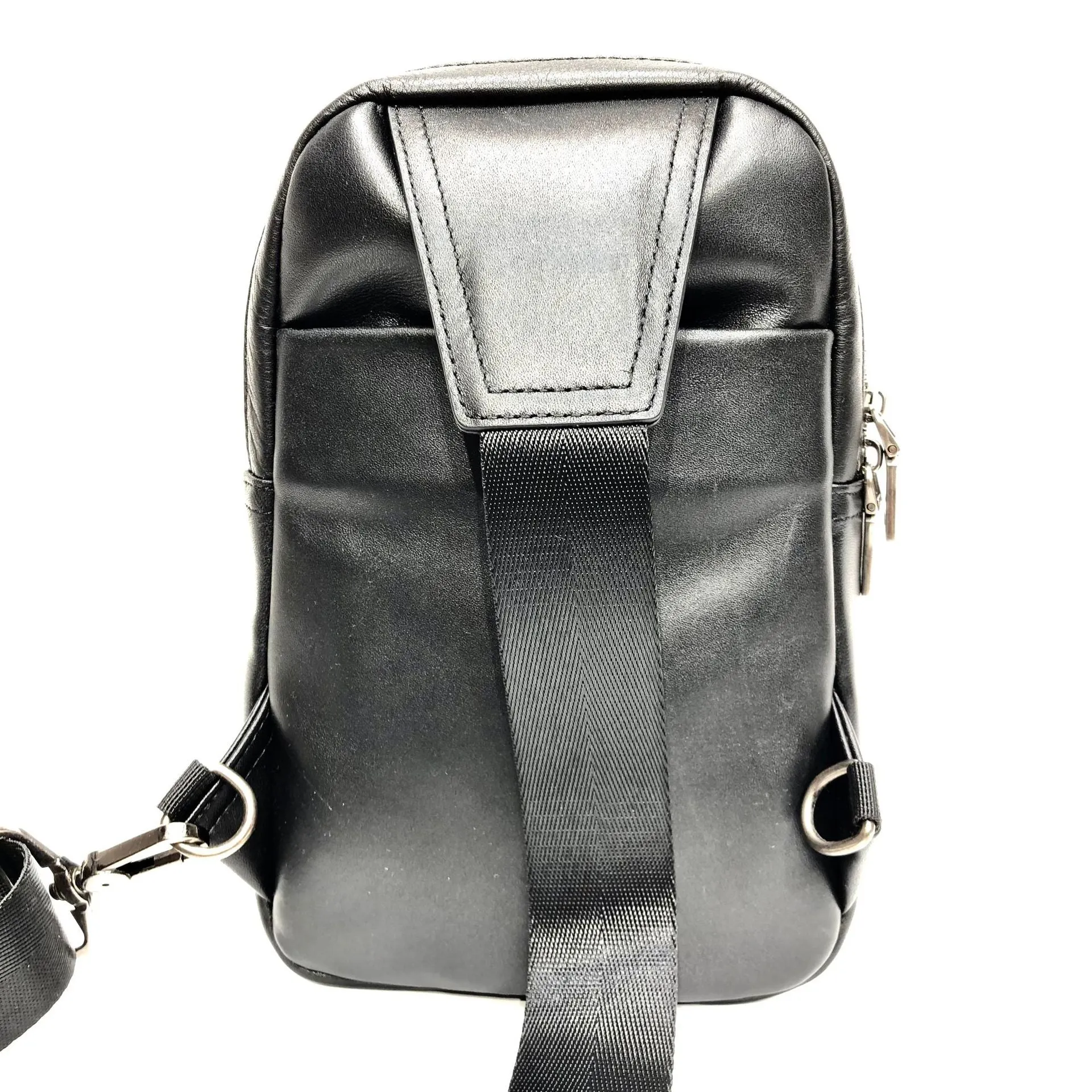 Small Womens Leather Chest Backpack Purse Black Sling Bags