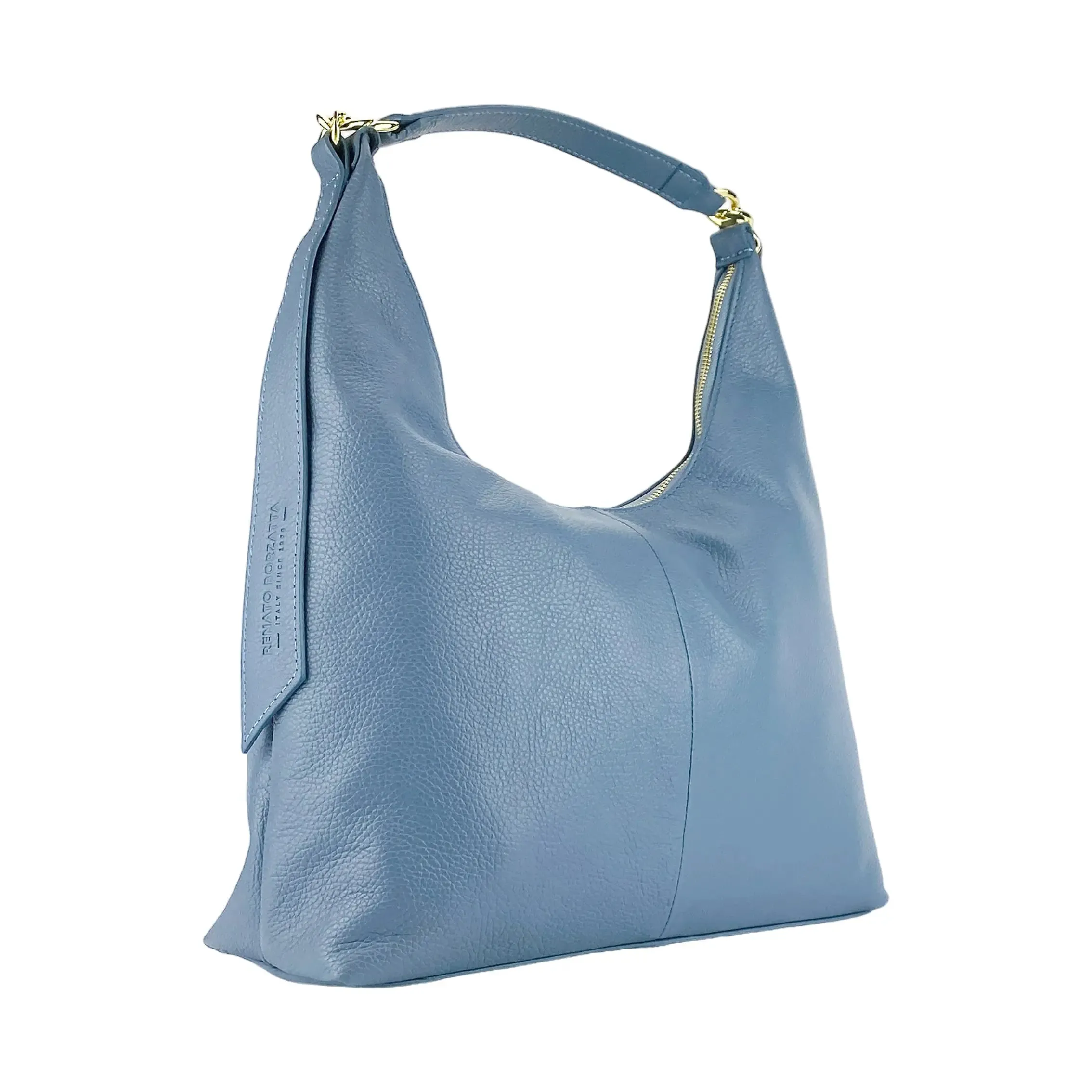 Soft Leather Shoulder Bag for Women - Made in Italy, Adjustable Strap, Elegant Avio Color