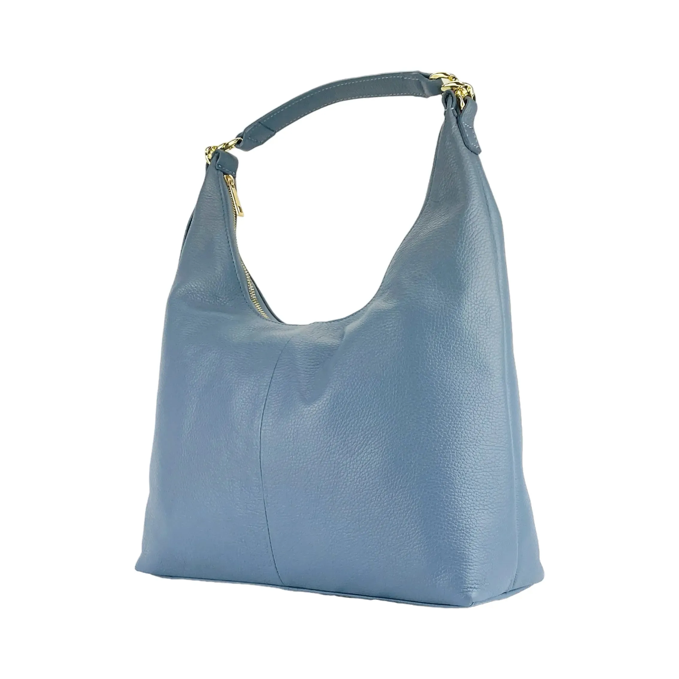 Soft Leather Shoulder Bag for Women - Made in Italy, Adjustable Strap, Elegant Avio Color