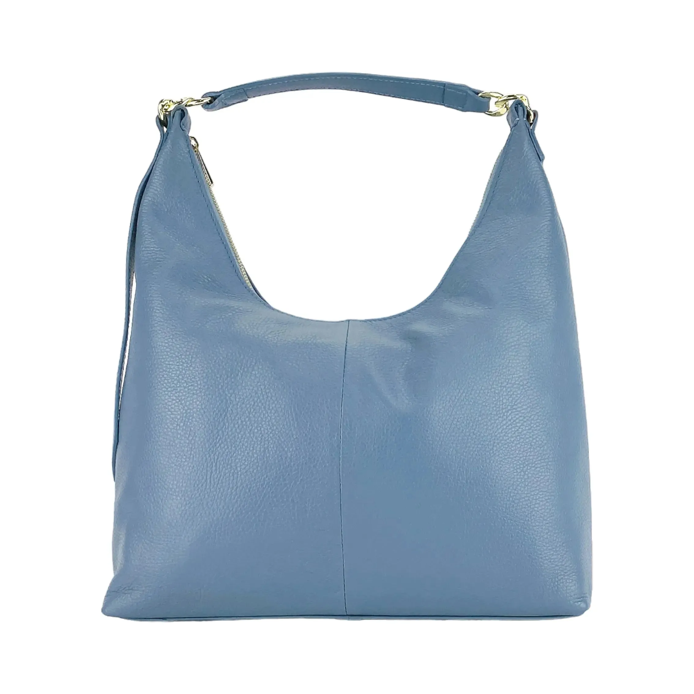 Soft Leather Shoulder Bag for Women - Made in Italy, Adjustable Strap, Elegant Avio Color