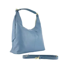Soft Leather Shoulder Bag for Women - Made in Italy, Adjustable Strap, Elegant Avio Color
