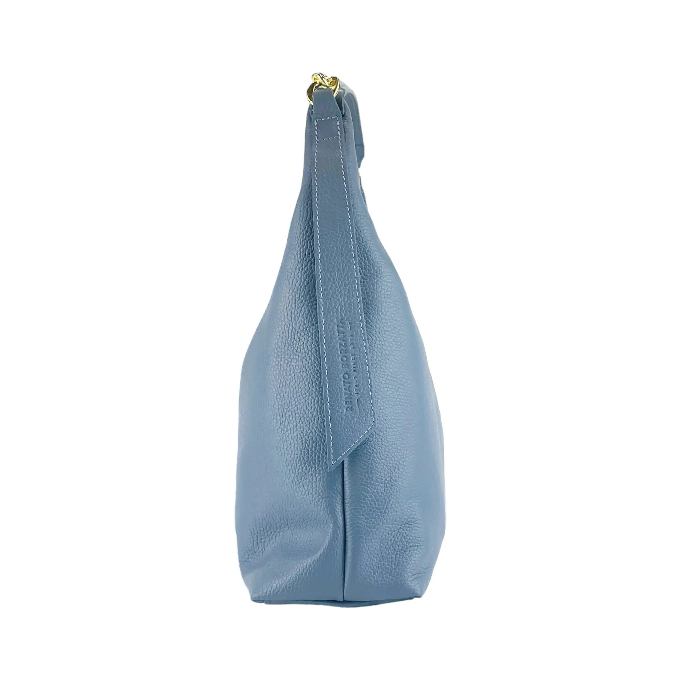 Soft Leather Shoulder Bag for Women - Made in Italy, Adjustable Strap, Elegant Avio Color
