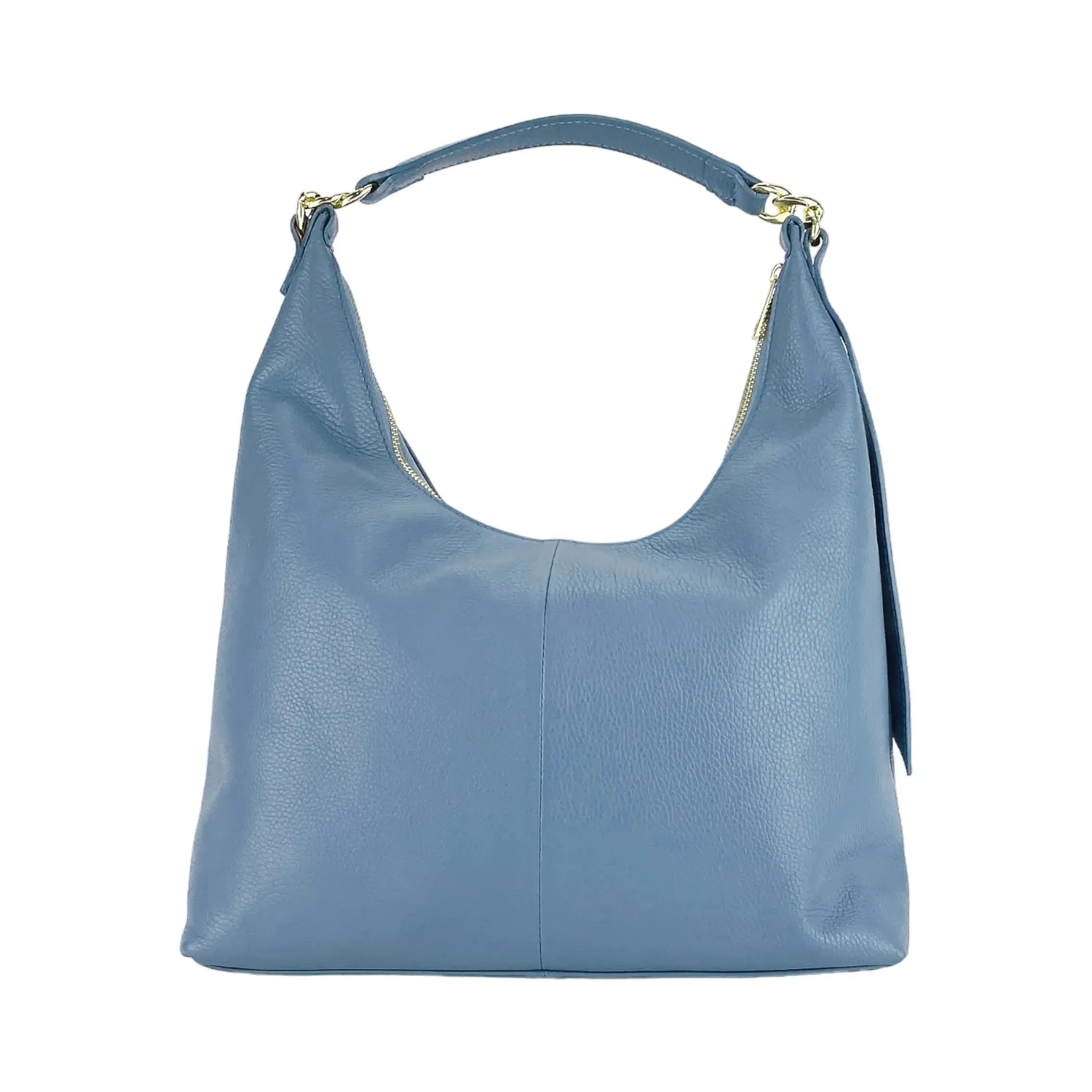 Soft Leather Shoulder Bag for Women - Made in Italy, Adjustable Strap, Elegant Avio Color