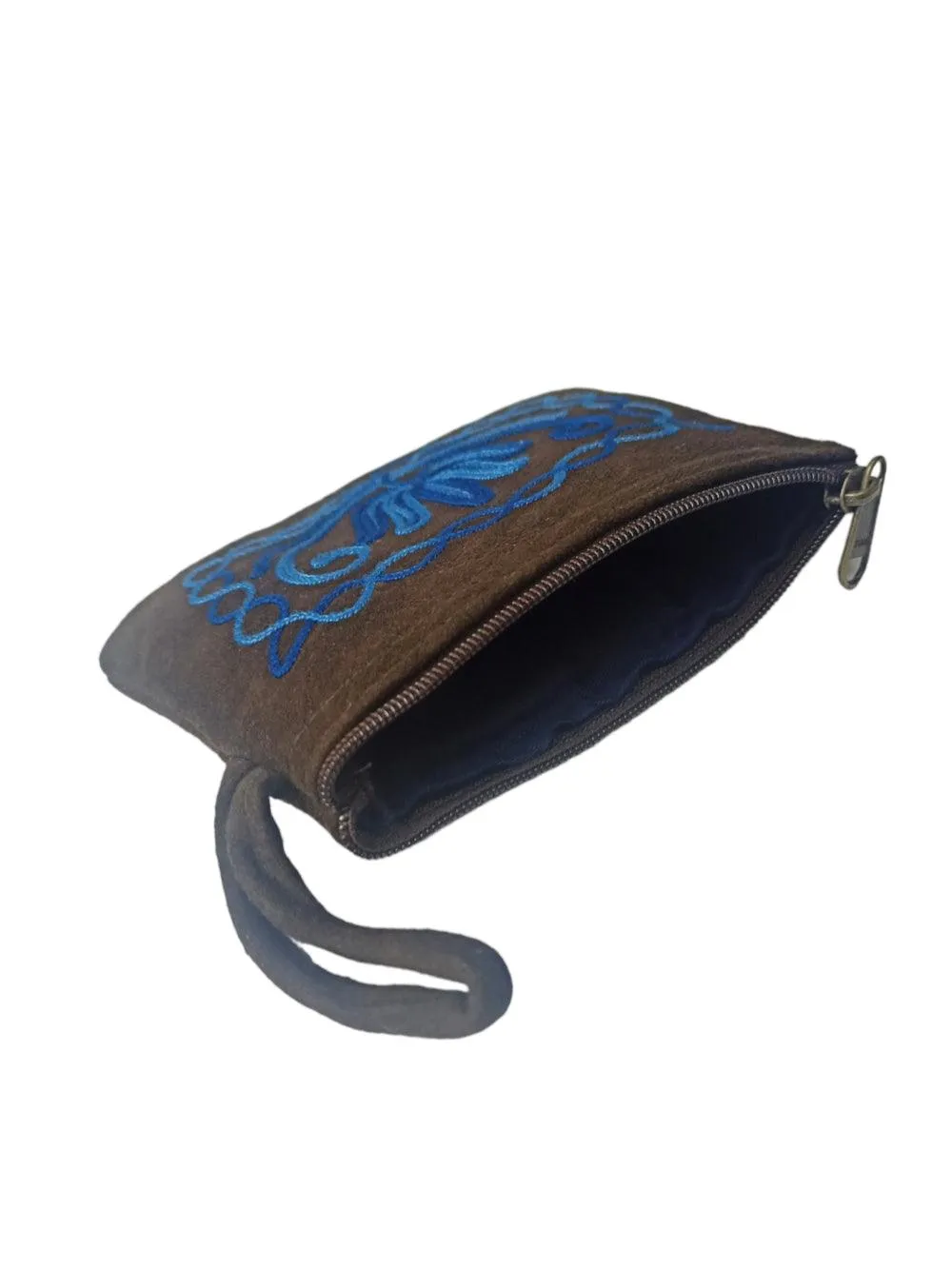 Suede Leather Purse Single Zip | Aari Hand Purch | 4"Zip Purse