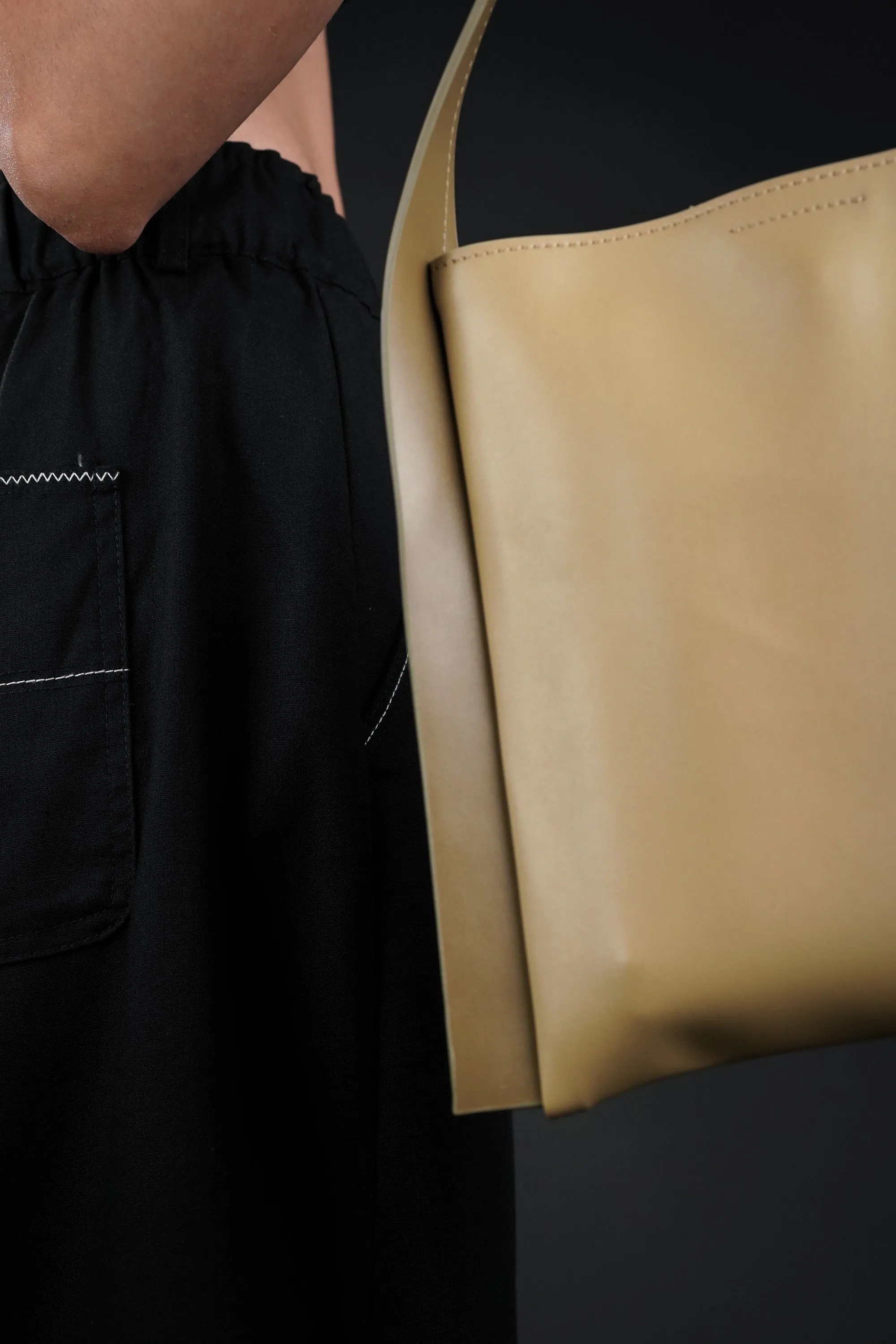 Tan Faux Leather Tote Bag
