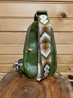 Vegan Leather Sling Bag - Hunter Green