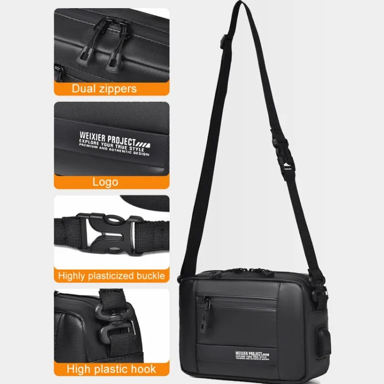 WEIXIER W126 Leisure Men Shoulder Bag Portable With USB Port Outdoor Messenger Bag(Black)