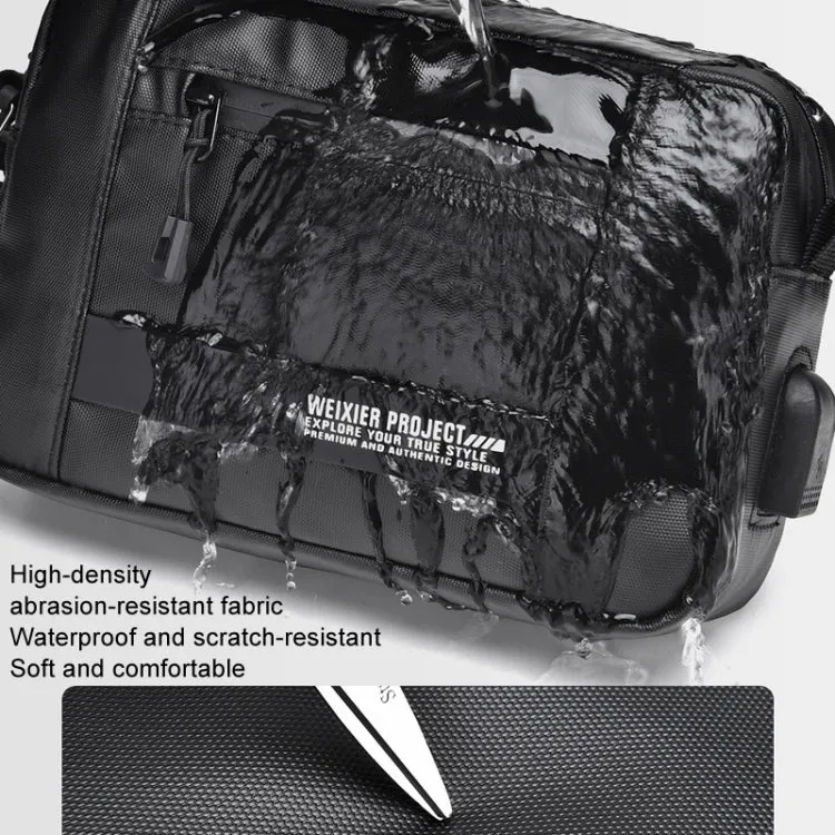 WEIXIER W126 Leisure Men Shoulder Bag Portable With USB Port Outdoor Messenger Bag(Black)