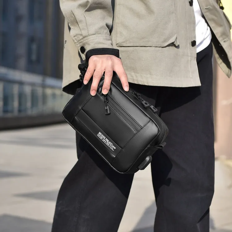 WEIXIER W126 Leisure Men Shoulder Bag Portable With USB Port Outdoor Messenger Bag(Black)