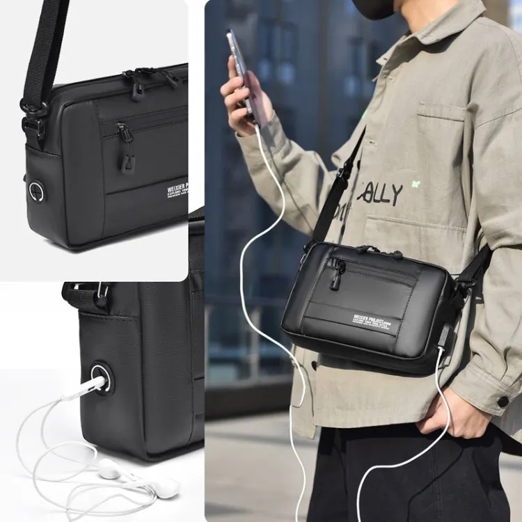 WEIXIER W126 Leisure Men Shoulder Bag Portable With USB Port Outdoor Messenger Bag(Black)