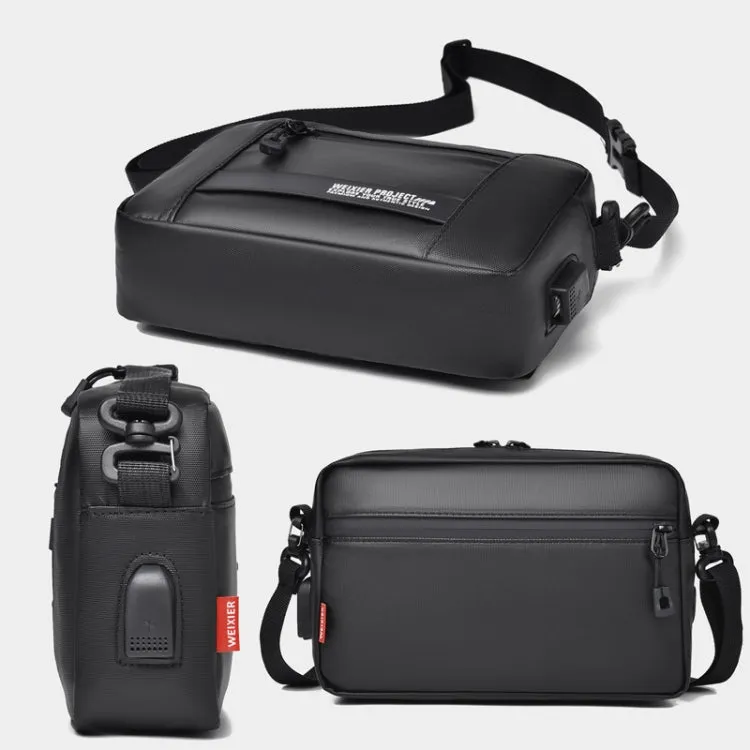 WEIXIER W126 Leisure Men Shoulder Bag Portable With USB Port Outdoor Messenger Bag(Black)
