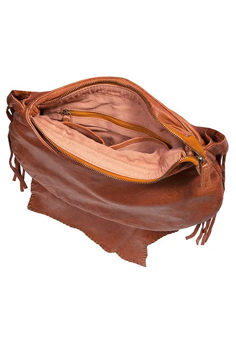 Western Shoulder Bag with Natural Edge Flap