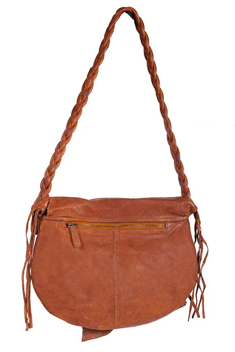 Western Shoulder Bag with Natural Edge Flap